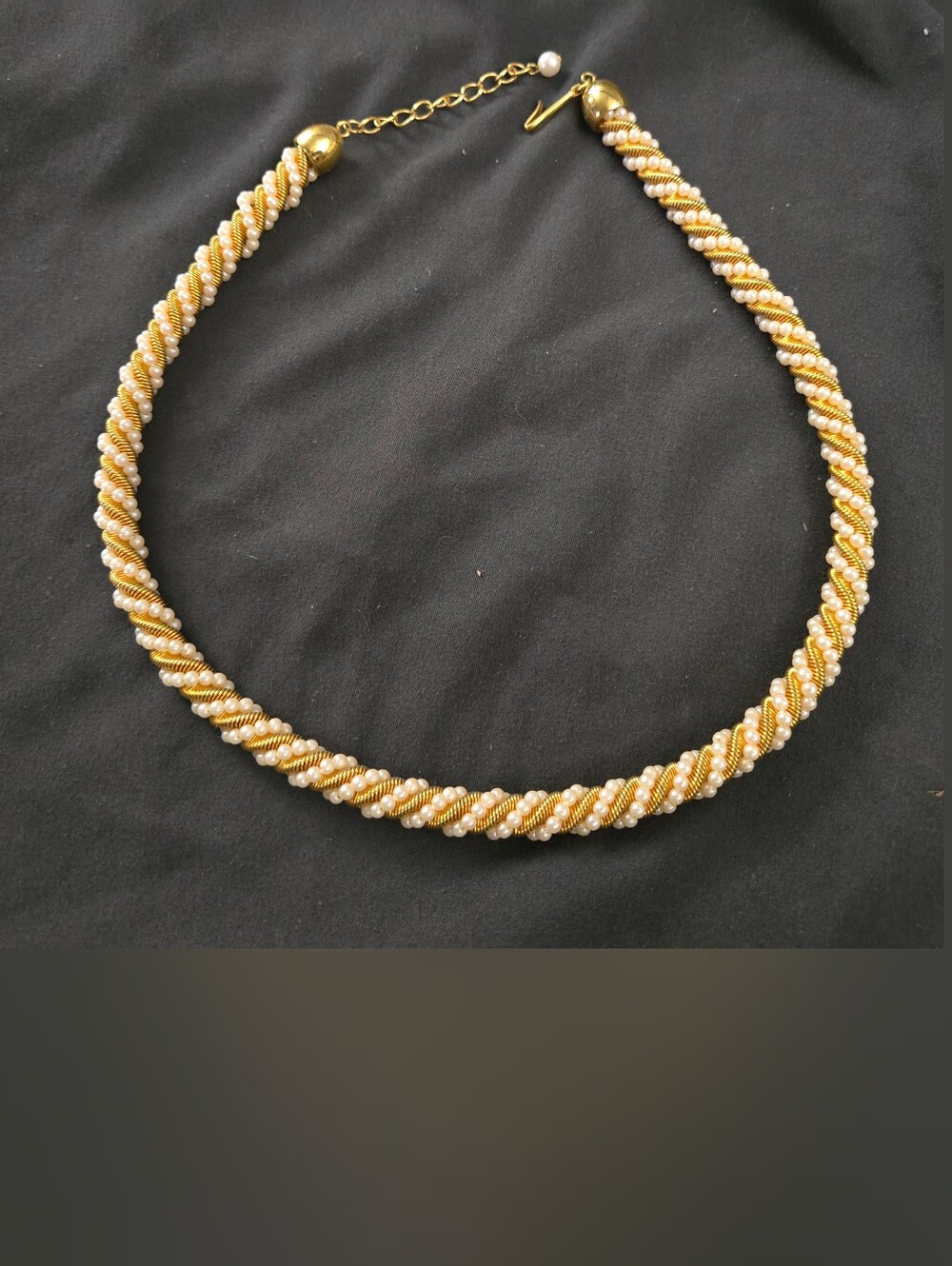 Gold and Pearl Twist Choker Necklace